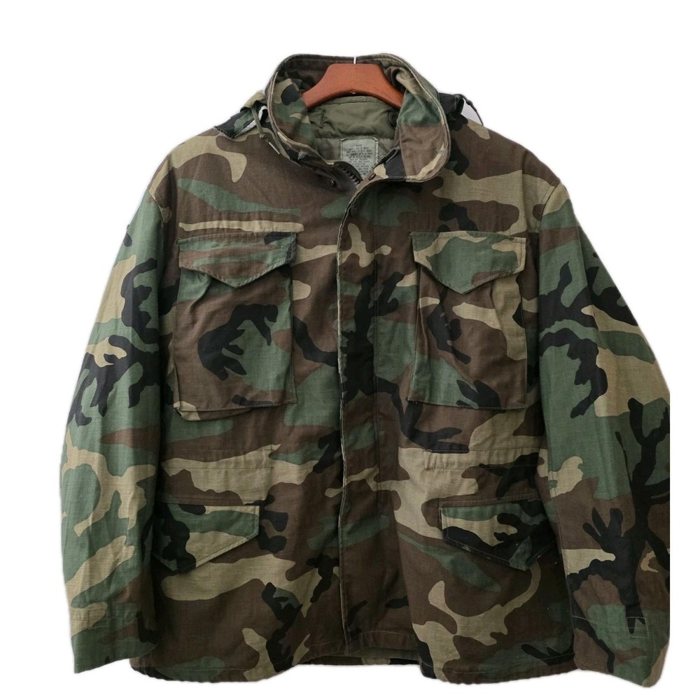 VTG '89 US Army M65 Jacket Camo Cold Weather Field Coat Med Short w/ Liner Med